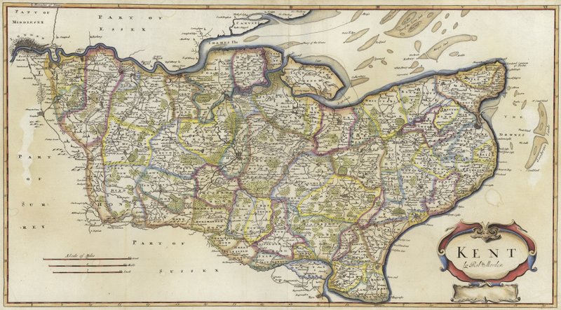 Mapa Kentu (rycina kolorowa) autorstwa Robert Morden