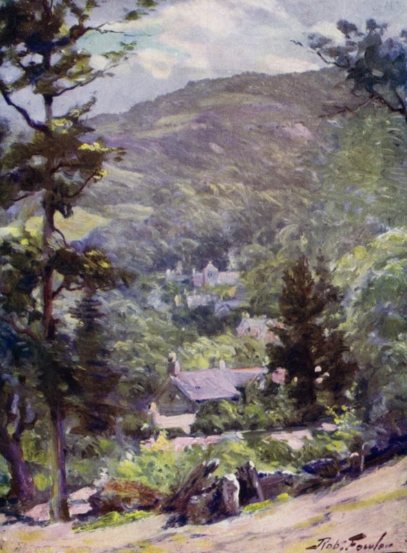 Daleki widok Bettws-y-Coed (kolor lito) autorstwa Robert (after) Fowler