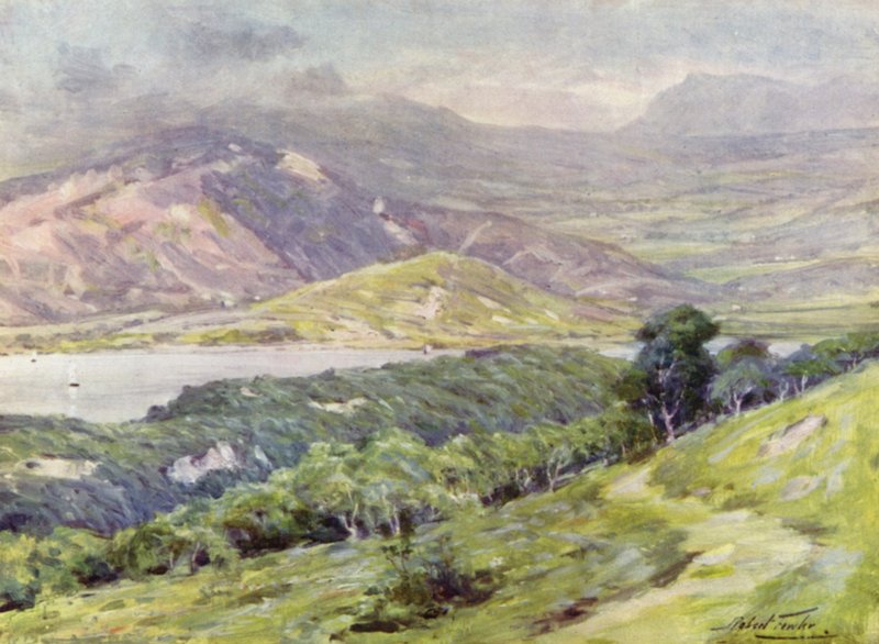 Góra Duffws we mgle (kolor lito) autorstwa Robert (after) Fowler