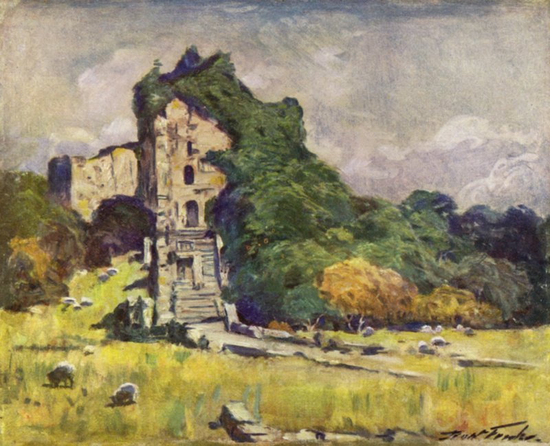 Old Castle Keep, Cardiff (kolor lito) autorstwa Robert (after) Fowler