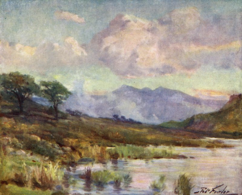 Snowdon z jeziora Capel Curig, letni wieczór (kolor lito) autorstwa Robert (after) Fowler