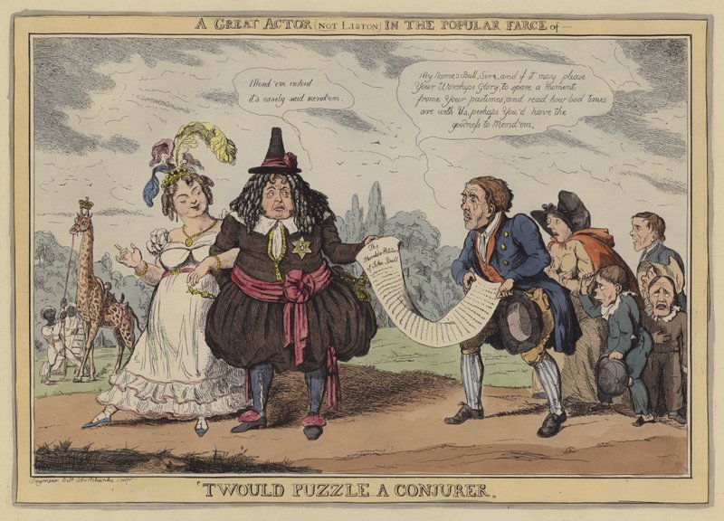 Wielki aktor (nie Liston) w popularnej farsie „Twould Puzzle a Conjuror” autorstwa Robert (after) Seymour