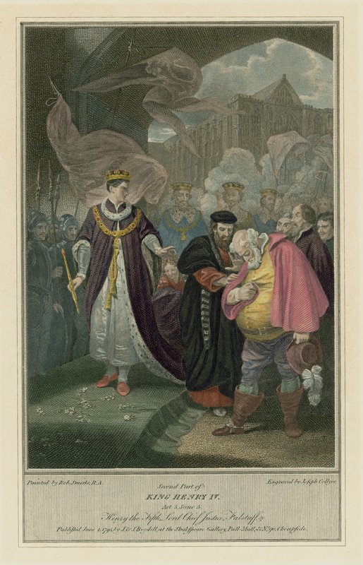 Król Szekspira Henryk IV, część 2, akt V, scena 5 - Falstaff (kolorowa grawerunek) autorstwa Robert (after) Smirke