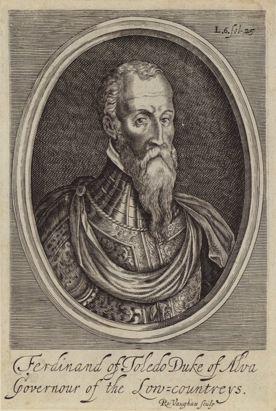 Fernando Alvarez de Toledo, 3. książę Alby, hiszpański generał i gubernator hiszpańskich Niderlandów (grafika) autorstwa Robert (after) Vaughan