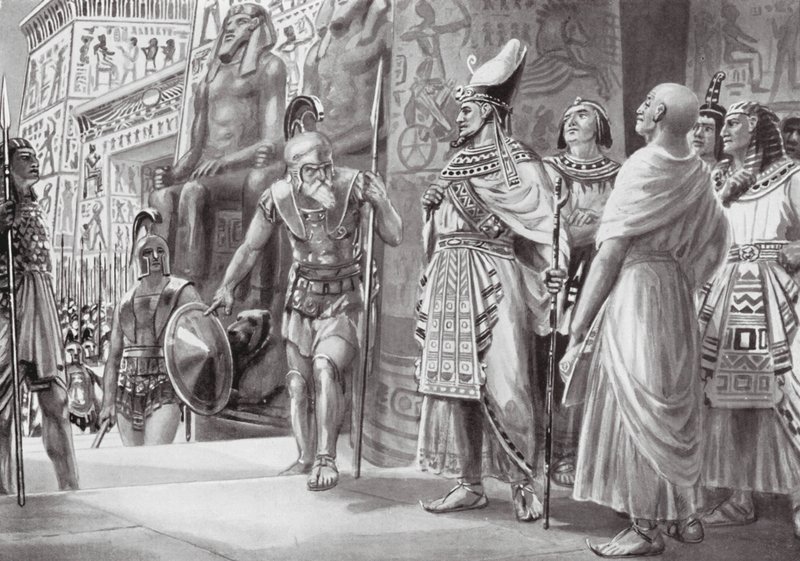 Agesilaus w Egipcie (litografia) autorstwa Robert Ambrose Dudley