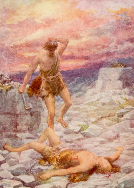 Kain i Abel (kolor lito) autorstwa Robert Ambrose Dudley