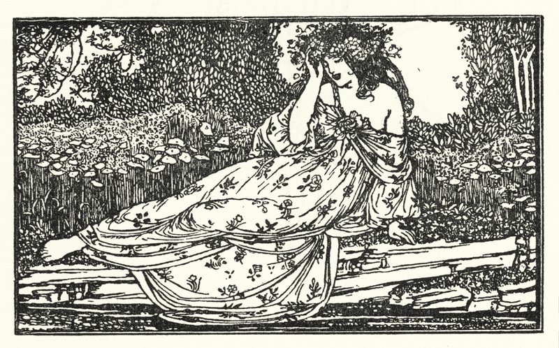 Ilustracja do wierszy Johna Keatsa: Fragment ody do Mai (lito) autorstwa Robert Anning Bell