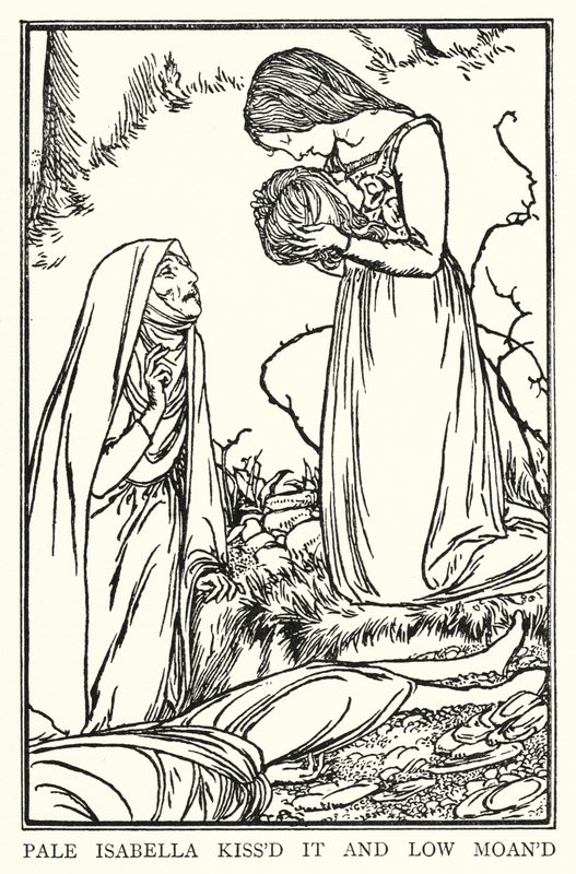 Ilustracja do wierszy Johna Keatsa: Isabella or The Pot of Basil (lito) autorstwa Robert Anning Bell