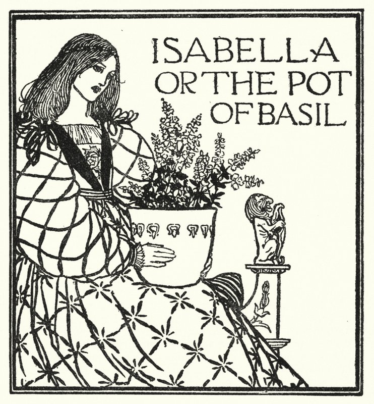 Ilustracja do wierszy Johna Keatsa: Isabella or The Pot of Basil (lito) autorstwa Robert Anning Bell