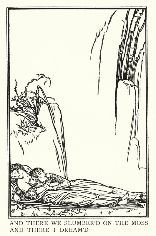 Ilustracja do wierszy Johna Keatsa: La Belle Dame Sans Merci (lito) autorstwa Robert Anning Bell