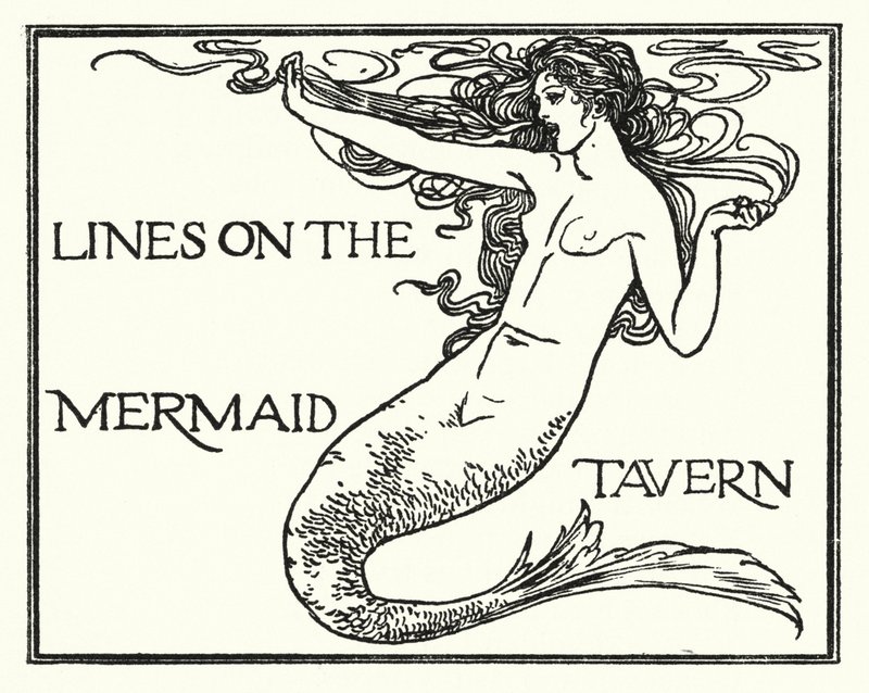 Ilustracja do wierszy Johna Keatsa: Linie w tawernie Mermaid (lito) autorstwa Robert Anning Bell