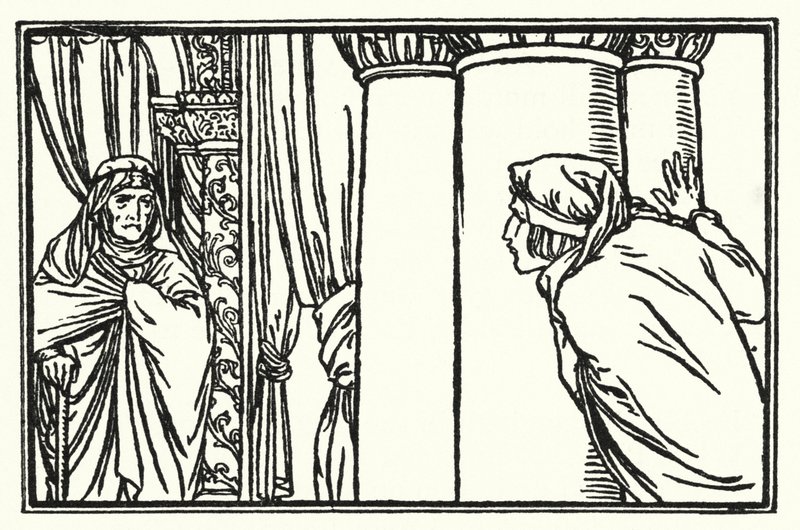 Ilustracja do wierszy Johna Keatsa: Wigilia św. Agnieszki (lito) autorstwa Robert Anning Bell