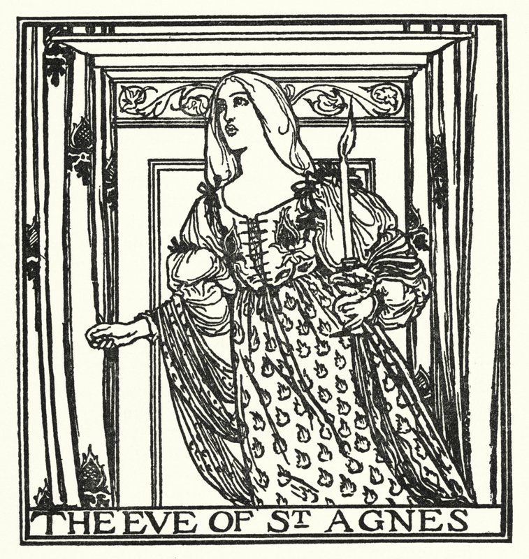 Ilustracja do wierszy Johna Keatsa: Wigilia św. Agnieszki (lito) autorstwa Robert Anning Bell