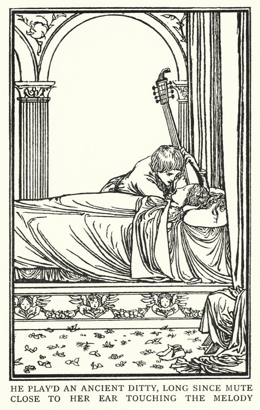 Ilustracja do wierszy Johna Keatsa: Wigilia św. Agnieszki (lito) autorstwa Robert Anning Bell