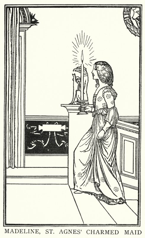 Ilustracja do wierszy Johna Keatsa: Wigilia św. Agnieszki (lito) autorstwa Robert Anning Bell
