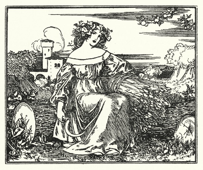 Ilustracja do wierszy Johna Keatsa: Do jesieni (lito) autorstwa Robert Anning Bell