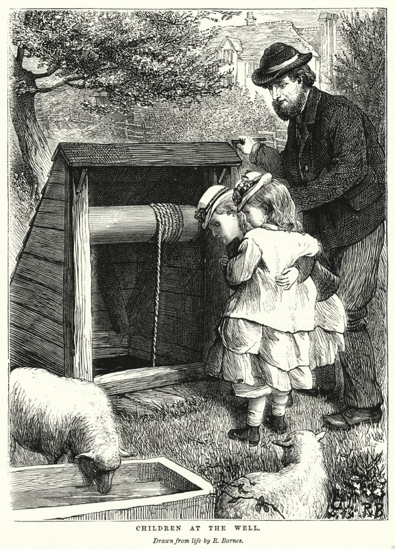 Dzieci przy studni (grafika) autorstwa Robert Barnes