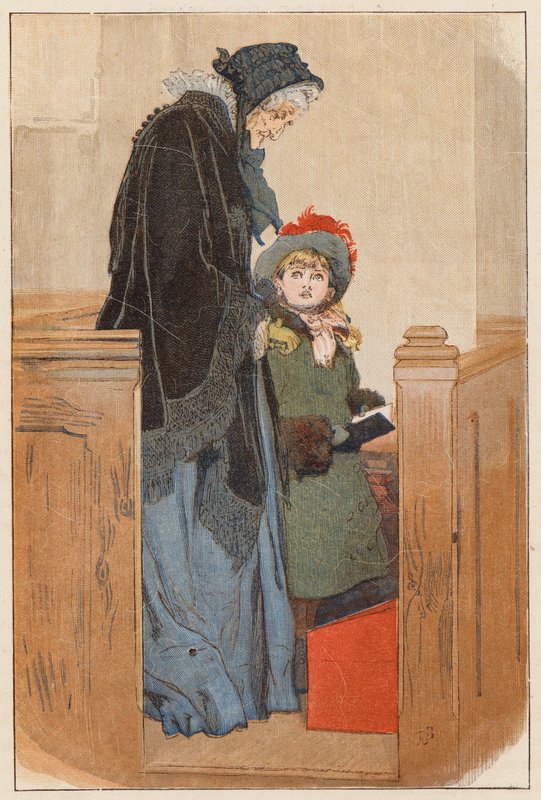 Maud stała u boku swojej babci (kolorowa litografia) autorstwa Robert Barnes
