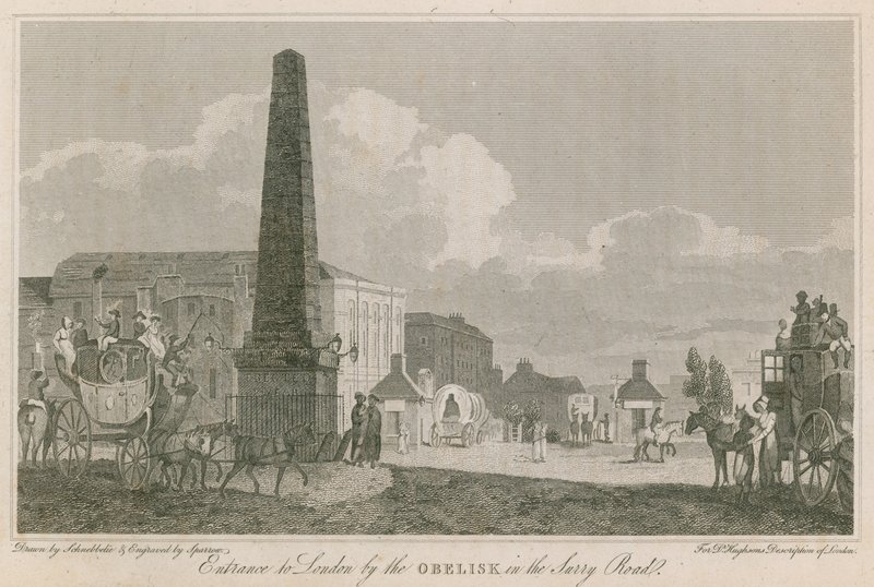 Wejście do Londynu przez Obelisk na Surrey Road autorstwa Robert Blemell Schnebbelie