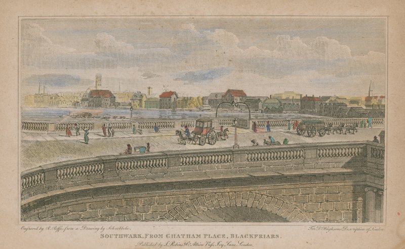 Southwark, z Chatham Place, Blackfriars autorstwa Robert Blemell Schnebbelie