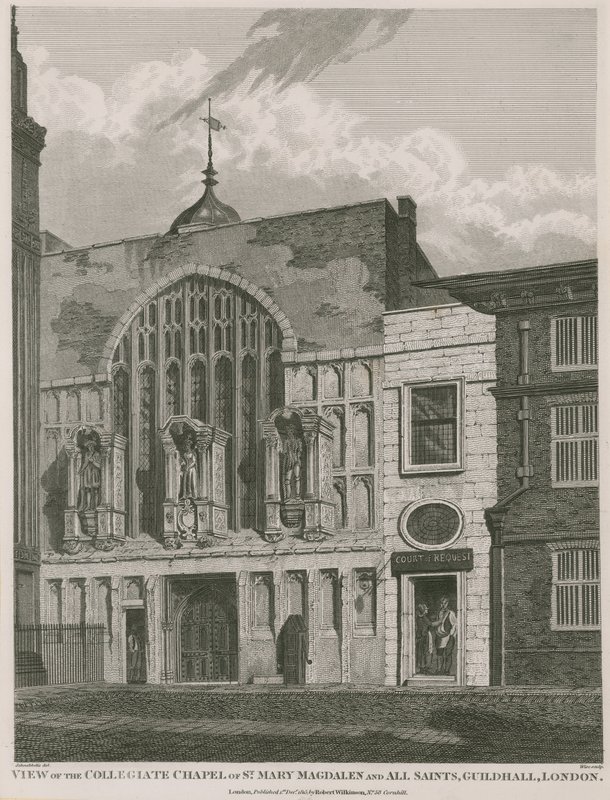 Widok na Kaplicę Kolegiacką św Marii Magdaleny i Wszystkich Świętych, Guildhall, Londyn autorstwa Robert Blemell Schnebbelie