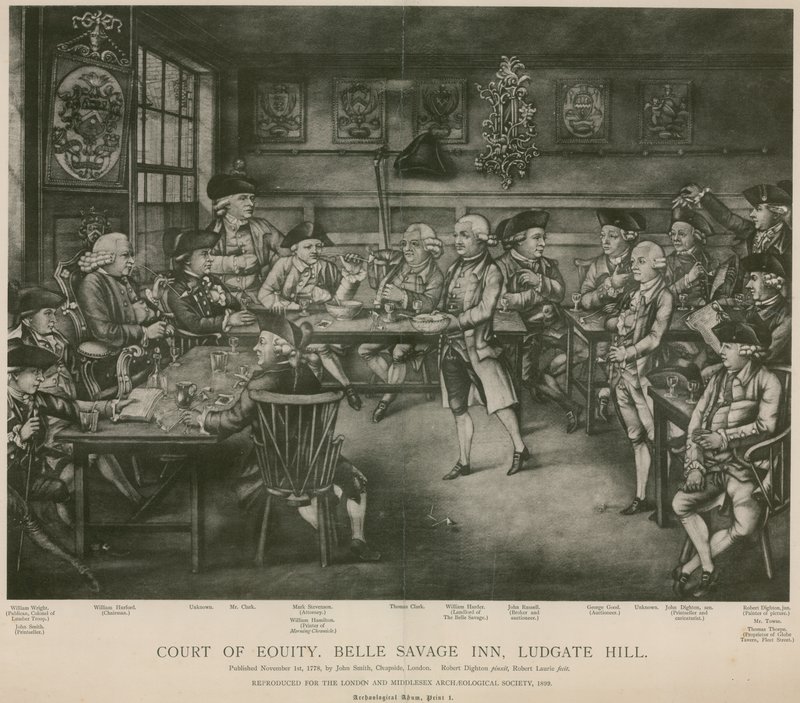 Court of Equity, Belle Savage Inn, Ludgate Hill, Londyn autorstwa Robert Dighton