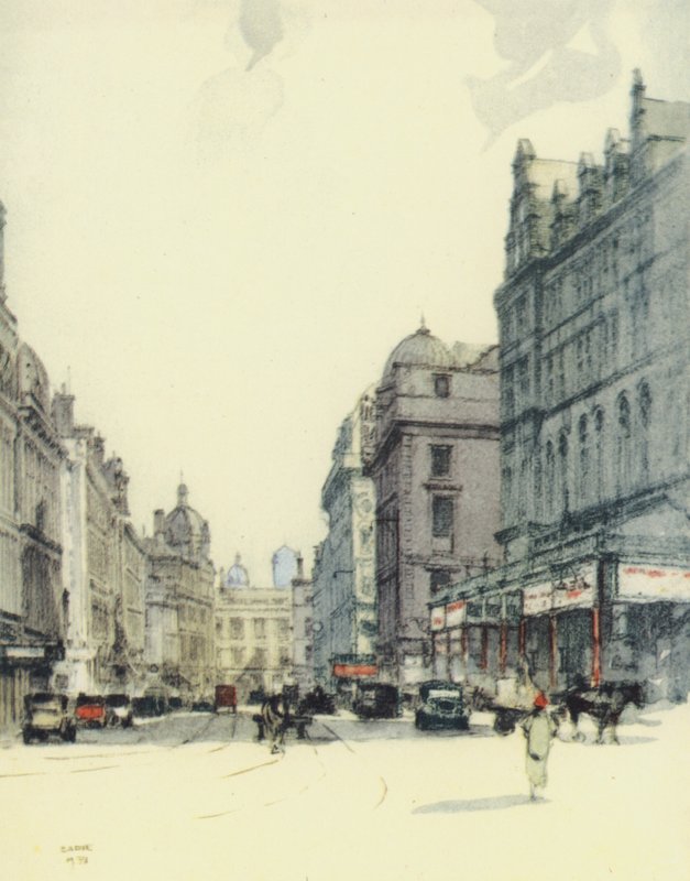 Glasgow: Gordon Street i Dworzec Centralny (kolorowa litografia) autorstwa Robert Eadie