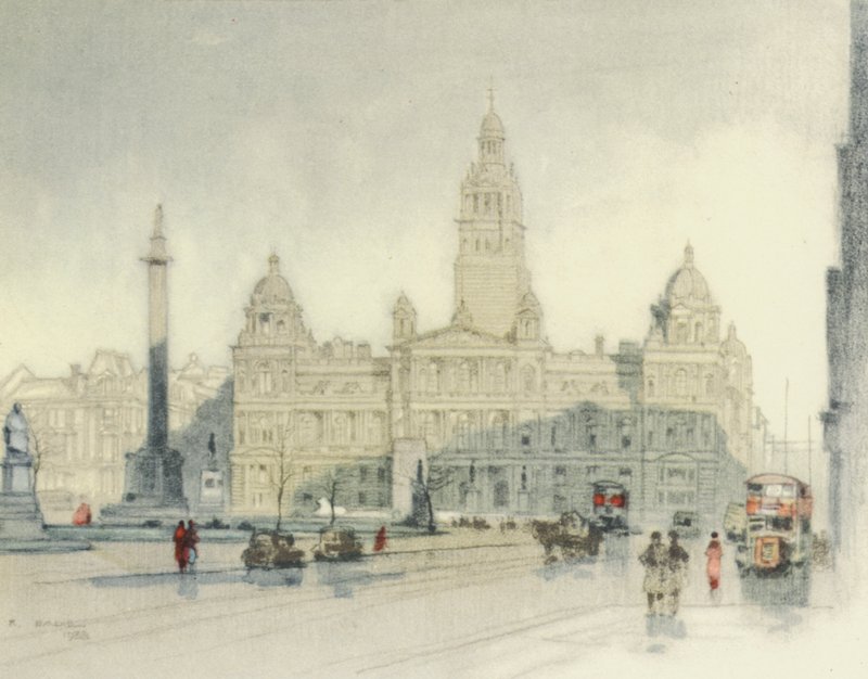 Glasgow: The City Chambers (kolorowa litografia) autorstwa Robert Eadie