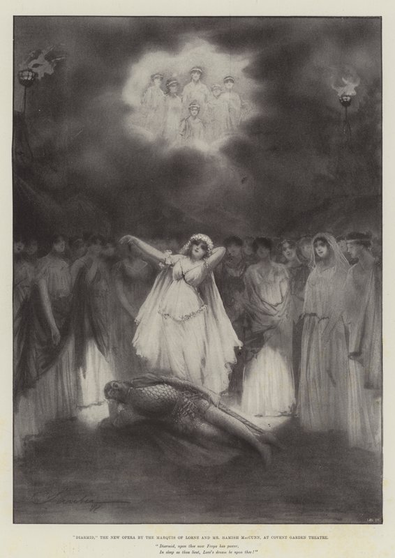 Diarmid, nowa opera markiza Lorne i pana Hamisha MacCunna, w Covent Garden Theatre autorstwa Robert Sauber