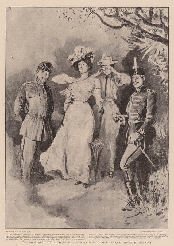 Bombardowanie Ladysmith z Bulwana Hill widziane przez Teleskop Morski autorstwa Robert Walker Macbeth