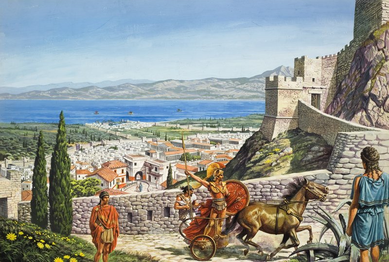 Korynt - Cytadela na rozdrożu (gwasz na papierze) autorstwa Roger Payne