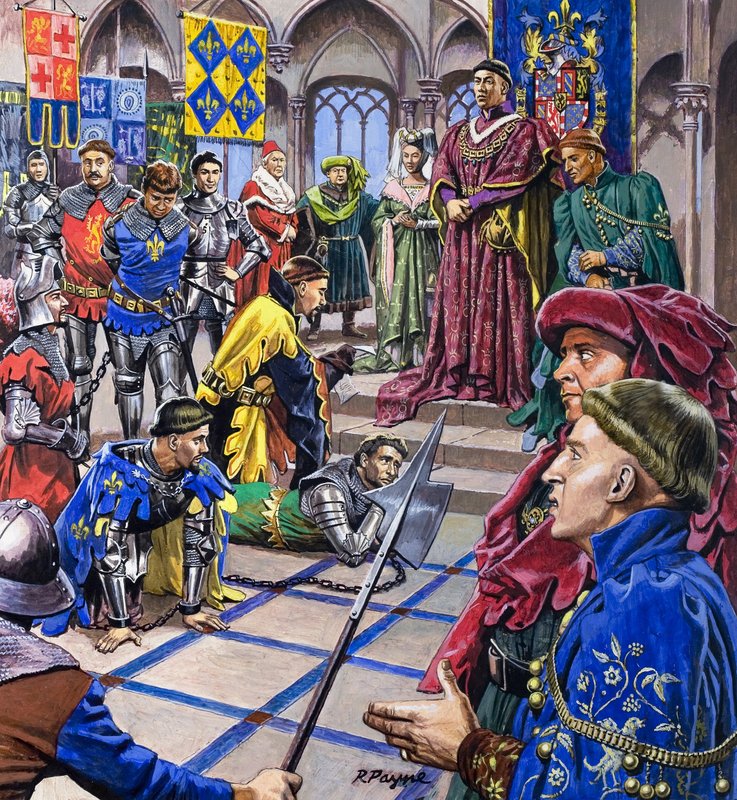 Ludzie, którzy rządzili Burgundią, z "Dynastie przeznaczenia" (gwasz na papierze) autorstwa Roger Payne