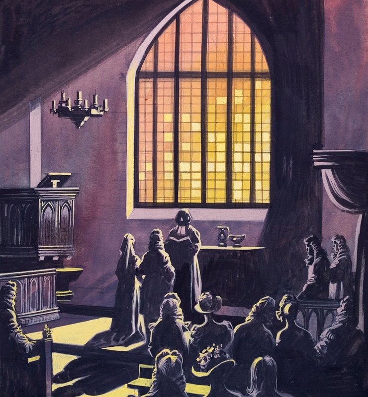 Osiemnastowieczne wesele (gwasz na papierze) autorstwa Ron Embleton