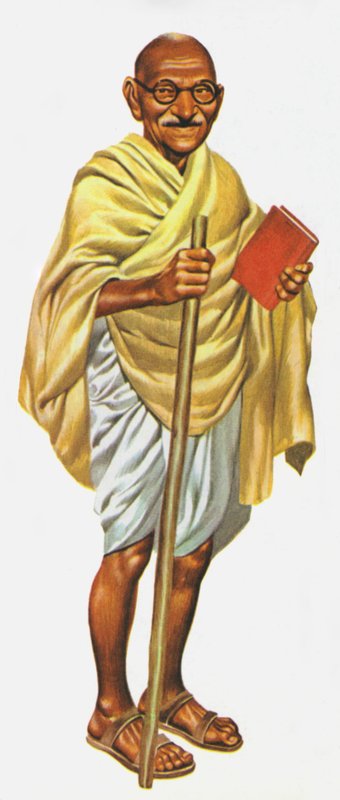 Mahatma Gandhi (kolorowa litografia) autorstwa Ron Embleton