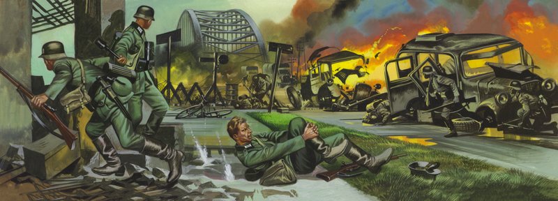 Bitwa pod Arnhem (gwasz na papierze) autorstwa Ron Embleton