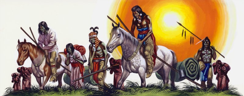 Pokonani rdzenni Indianie amerykańscy (gwasz na papierze) autorstwa Ron Embleton