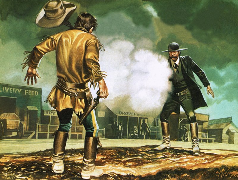 Wyatt Earp przy pracy w Dodge City autorstwa Ron Embleton
