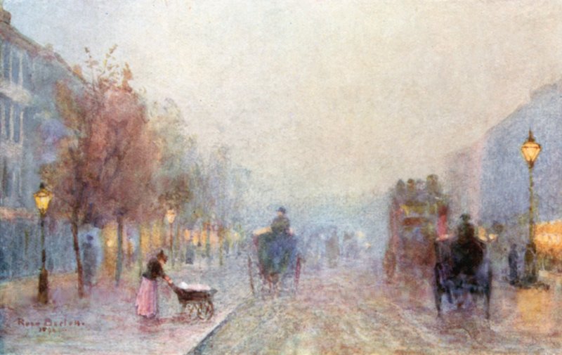 Brompton Road w mglisty wieczór autorstwa Rose Maynard Barton