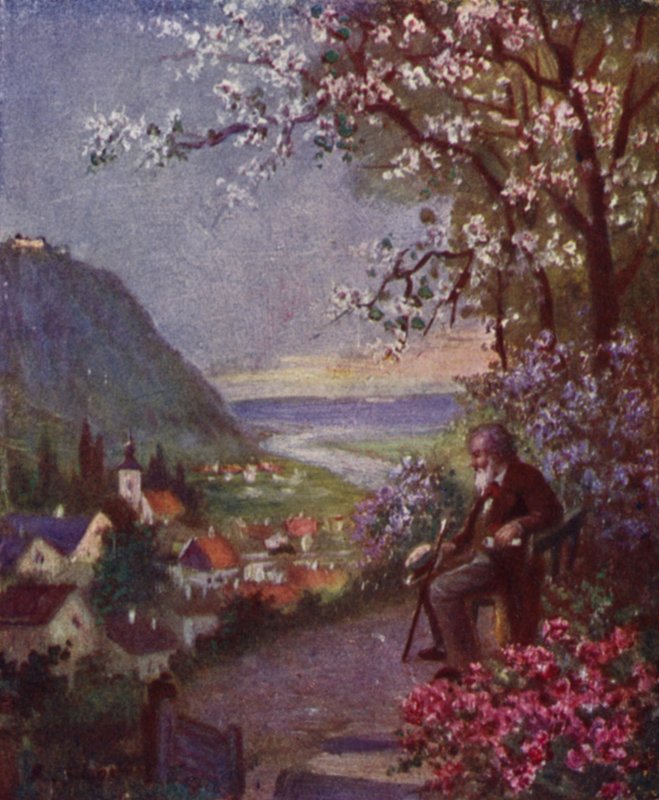 Leopoldsberg, na pierwszym planie Brahms, odpoczywający po długim spacerze (kolor lito) autorstwa Rudolf Klingsbogl