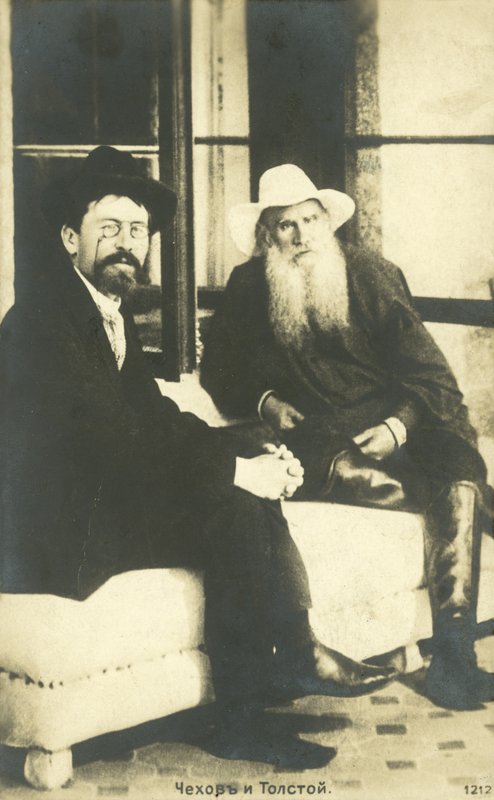 Anton Czechow i Lew Tołstoj w Jałcie, Krym, 1900 autorstwa Russian Photographer