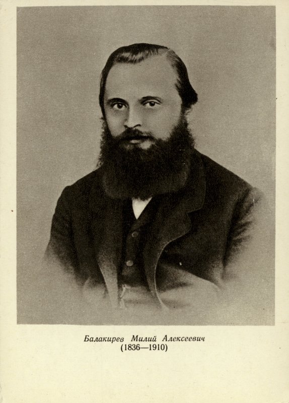 Mily Alexeyevich Balakirev, rosyjski pianista, dyrygent i kompozytor (1836-1910) autorstwa Russian School