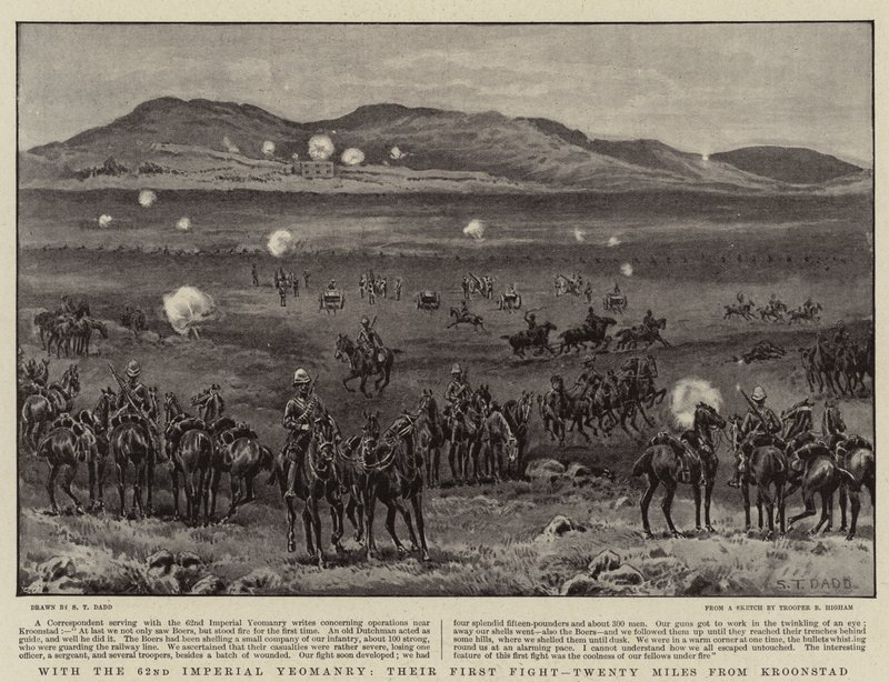 Z 62. Imperialną Yeomanry, ich pierwszą walką, dwadzieścia mil od Kroonstad autorstwa S.T. Dadd