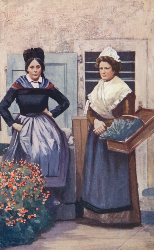 Chłopskie dziewczęta z Causses (kolorowa litografia) autorstwa Sabine Baring Gould