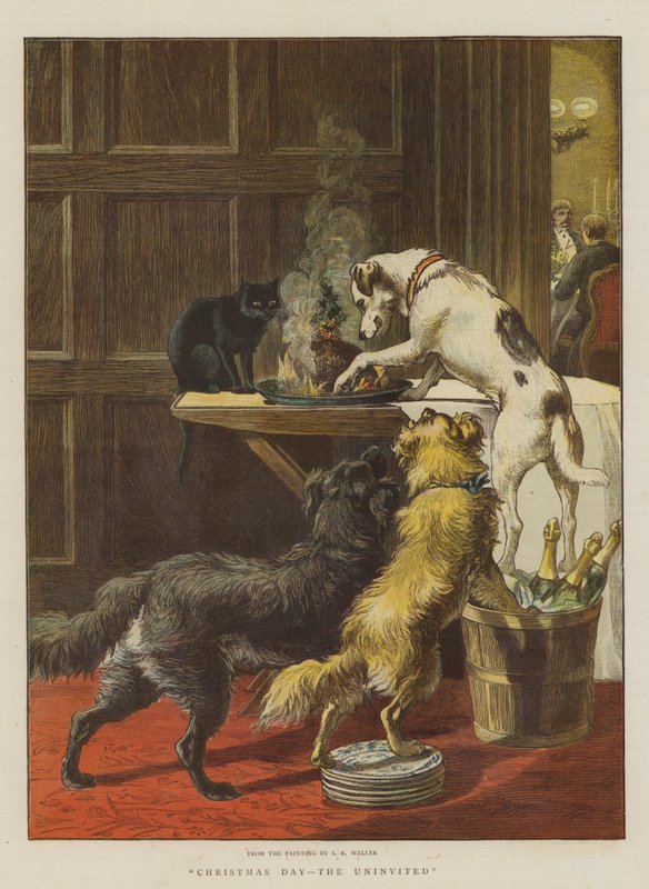 Boże Narodzenie, nieproszeni (chromolitho) autorstwa Samuel Edmund Waller