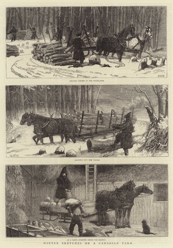 Zimowe szkice na kanadyjskiej farmie autorstwa Samuel Edmund Waller