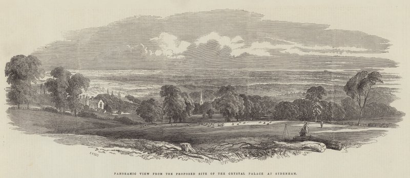 Panoramiczny widok z proponowanego miejsca budowy Crystal Palace w Sydenham autorstwa Samuel Read