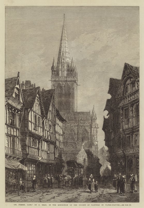 St Pierre, Caen, na wystawie Towarzystwa Malarzy Akwarelowych autorstwa Samuel Read