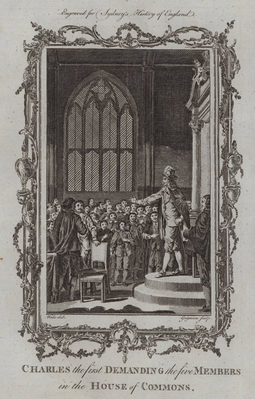 Karol I Żądanie pięciu członków Izby Gmin (grafika) autorstwa Samuel (after) Wale