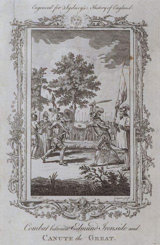 Walka między Edmundem Ironside i Kanutem Wielkim (grawerowanie) autorstwa Samuel (after) Wale