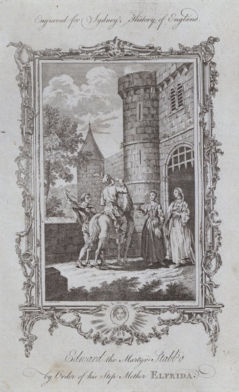 Edward Męczennik dźgnięty nożem przez zakon swojej przyrodniej matki Elfridy (rycina) autorstwa Samuel (after) Wale
